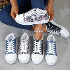 Damen Sneaker mit floralem Skull-Design und kuscheligem Futter R&B