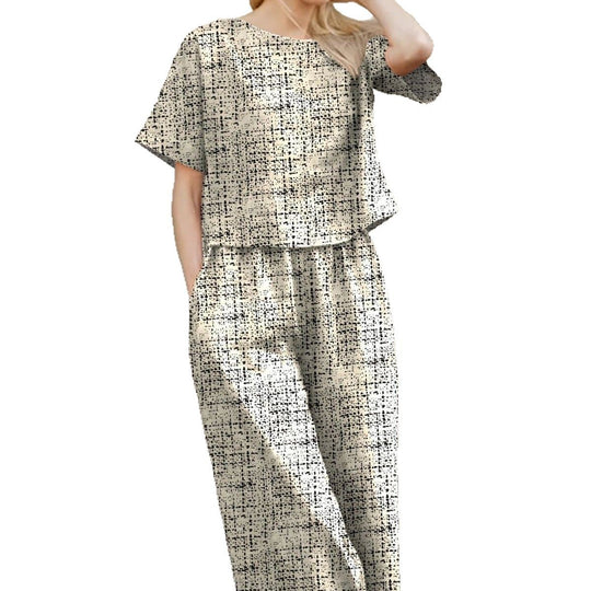 Damen entspannter Zweiteiler mit weitem Schnitt und modischem Grafikdesign R&B