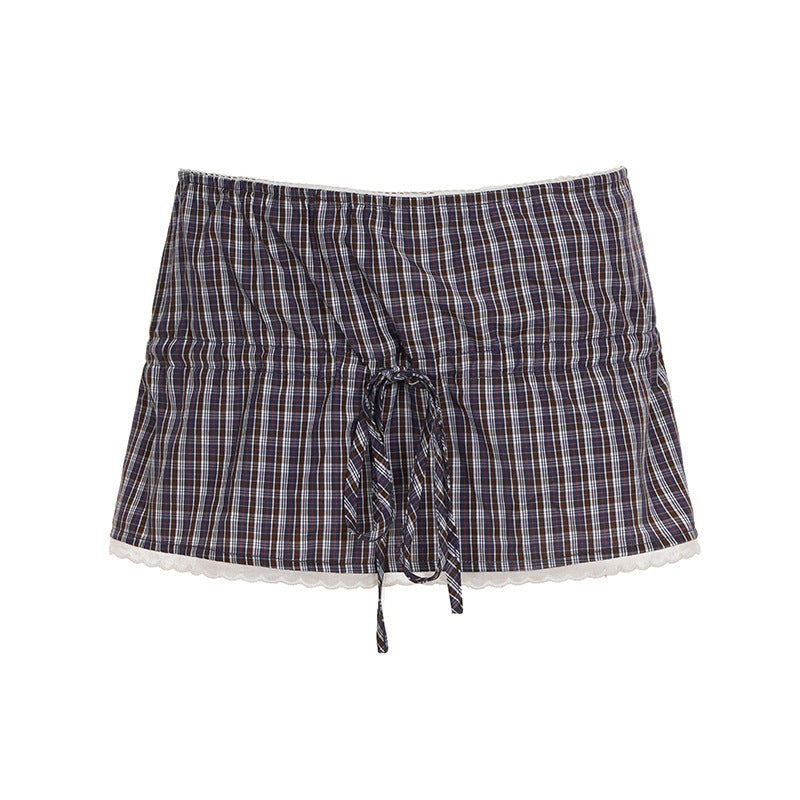 Damen modische Karoschorts mit verstellbarem Bund R&B