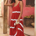 Damen Maxikleid mit Wellenmuster und weitem Schnitt R&B