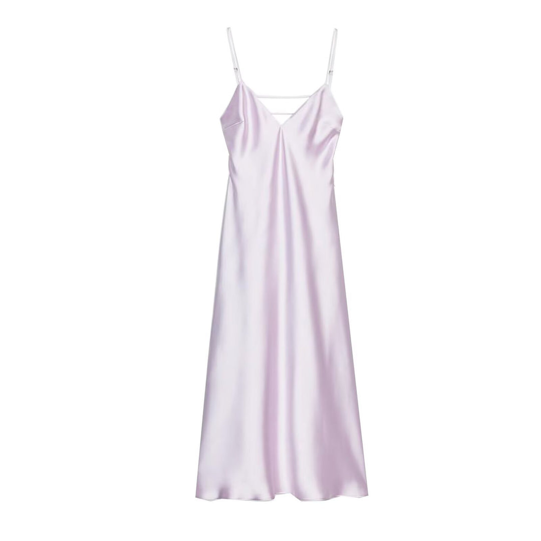 Damen Sommerliches Spaghettiträgerkleid mit schmeichelndem Schnitt und fließendem Stoff R&B