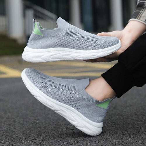 Damen Bequeme Slip-On Sneakers mit atmungsaktivem Strick-Obermaterial und flexiblem Fußbett R&B