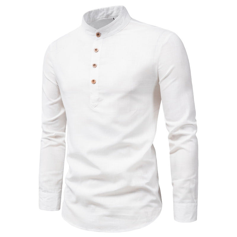Herren Langarmhemd mit Henley-Ausschnitt und dekorativer Knopfleiste R&B