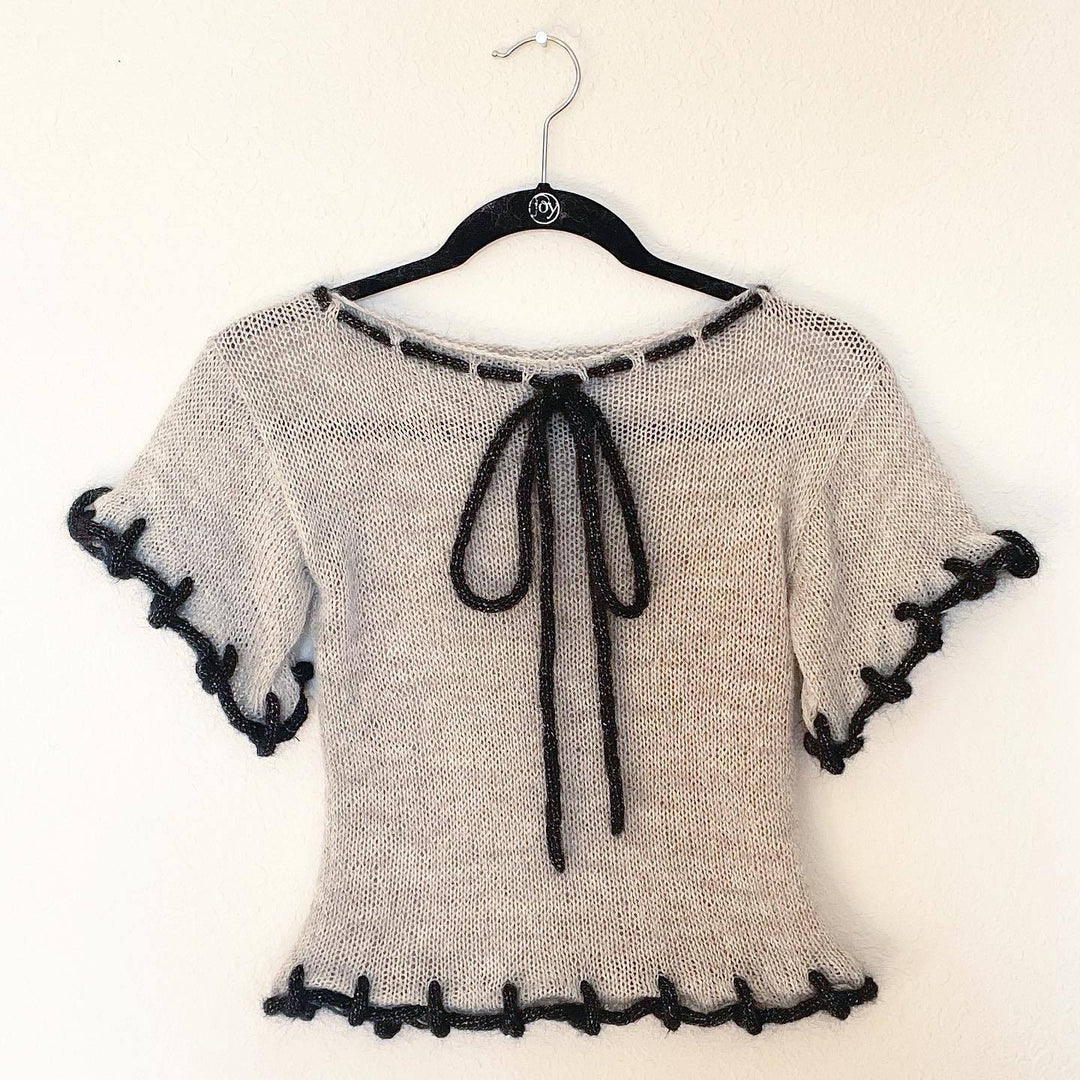 Damen modisches transparentes Strickoberteil mit dekorativen Profilschnüren R&B