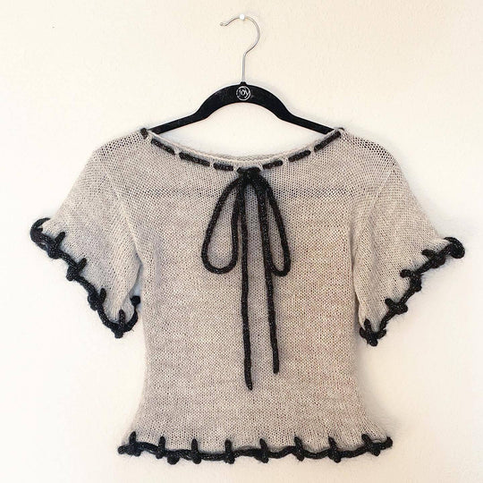 Damen modisches transparentes Strickoberteil mit dekorativen Profilschnüren R&B