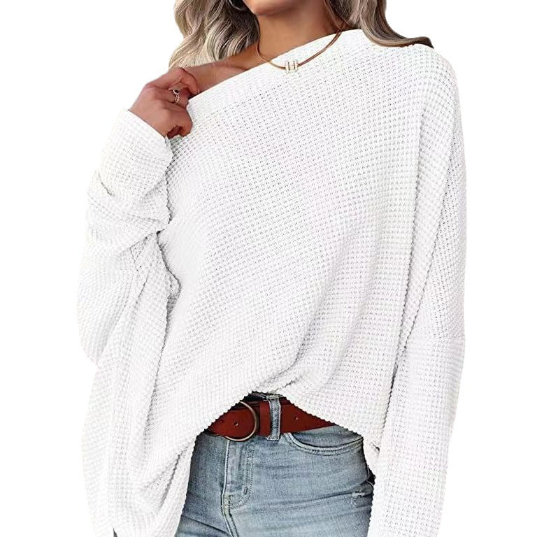 Damen lässiger Off-Shoulder Pullover im Strukturdesign R&B