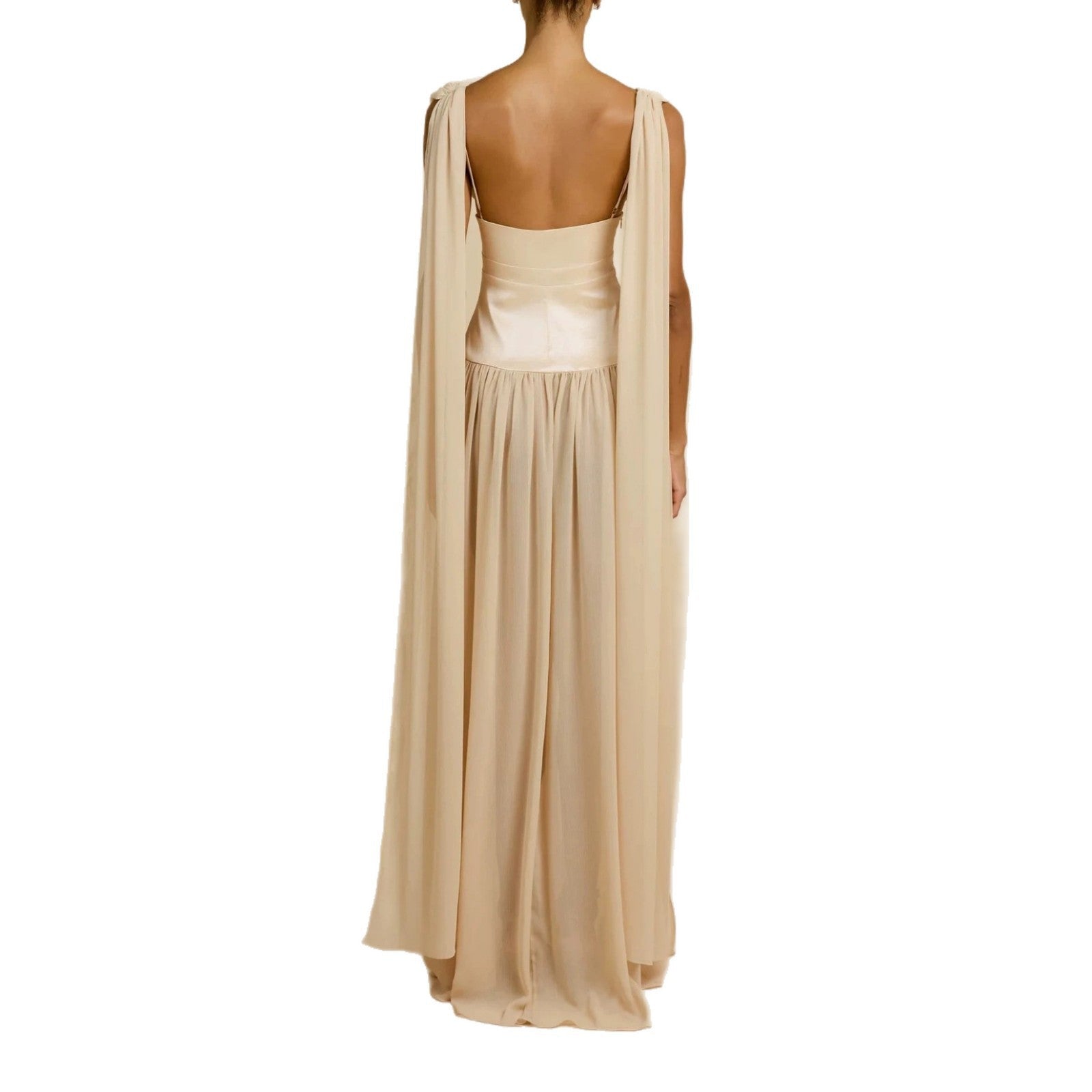 Damen Elegantes Langarm-Maxikleid mit tiefem V-Ausschnitt