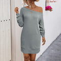 Damen lässiges Strickkleid mit schulterfreiem Design R&B