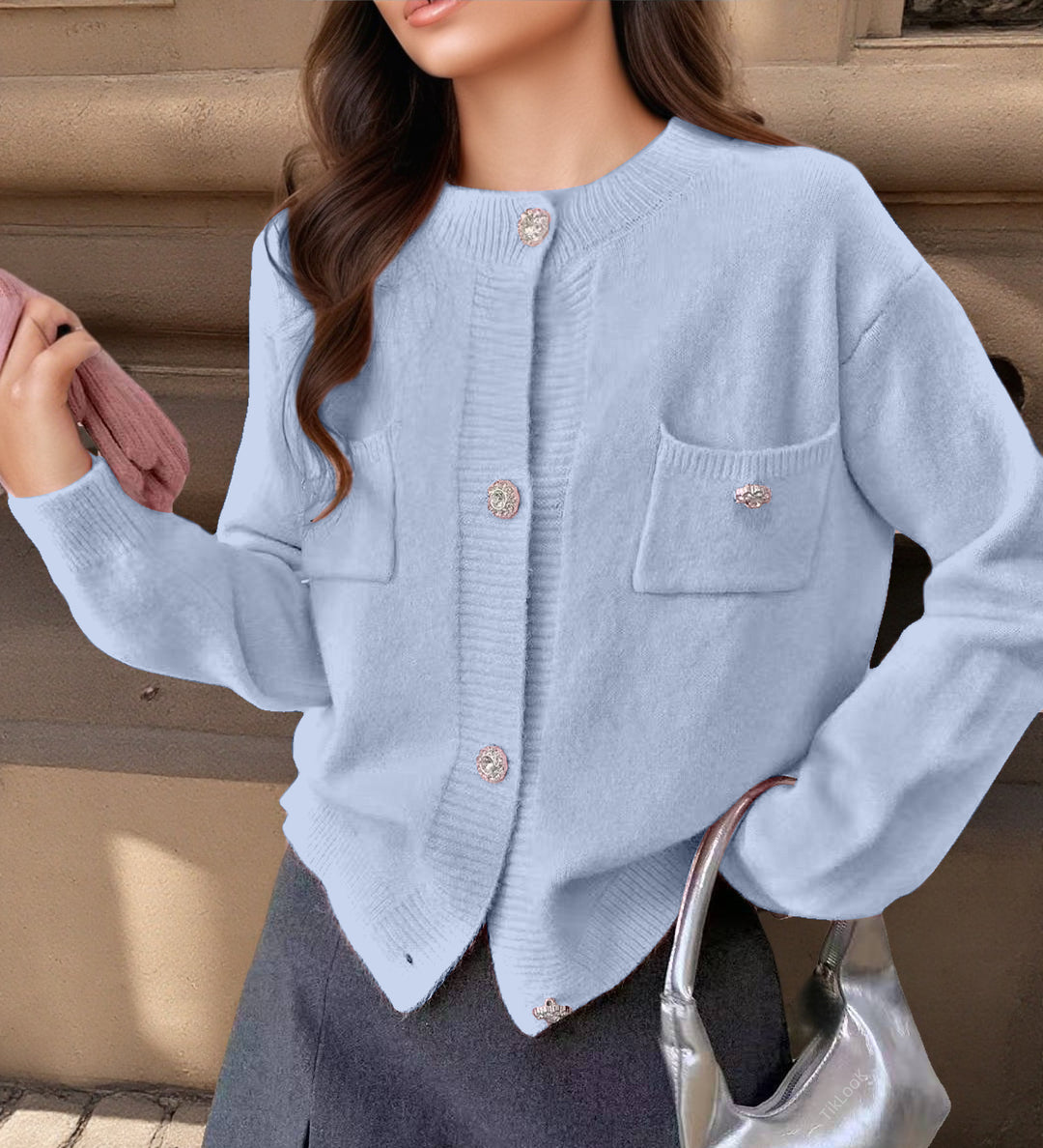 Damen Strickjacke mit eleganten Knopfdetails und praktischen Taschen R&B