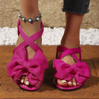 Damen Elegante Sandalen mit großem Schleifen-Detail und geflochtenem Riemendesign R&B