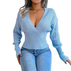 Damen Strickpullover mit V-Ausschnitt und feiner Maschenstruktur R&B