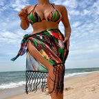 Damen Bikini-Set mit trendigem Fransenüberrock und verstellbaren Trägern R&B