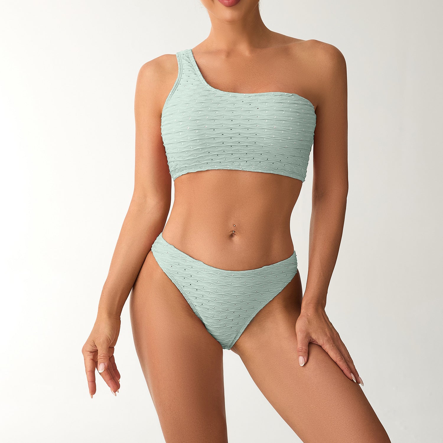 Damen Einseitiger Bandeau-Bikini mit strukturierter Oberfläche R&B