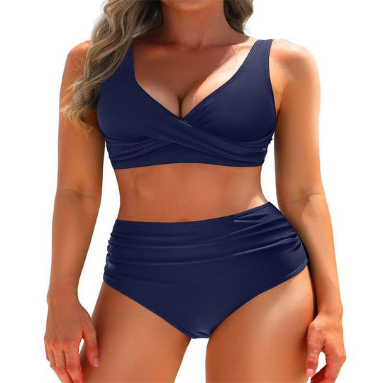 Damen Hochgeschnittener Bikini mit eleganter Wickeloptik und figurformendem Design R&B