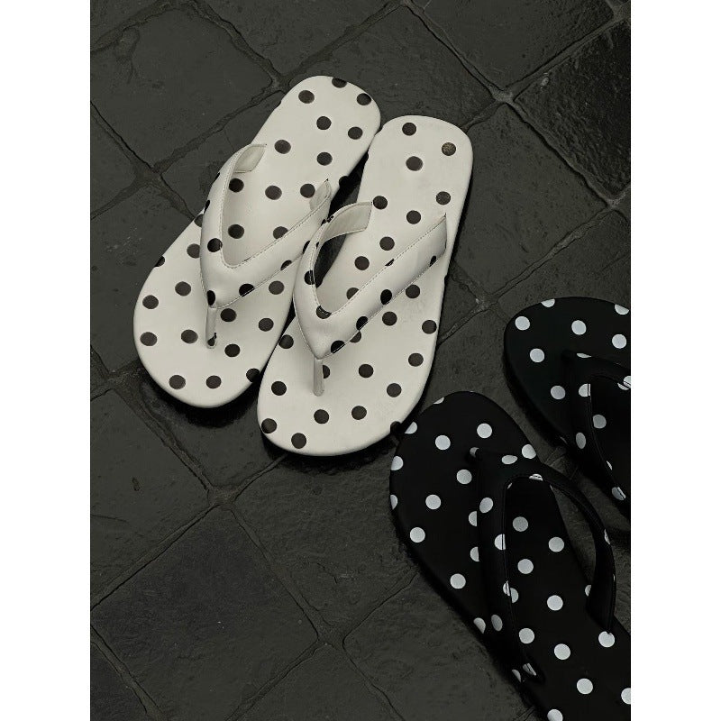 Damen trendige Zehentrenner-Sandalen mit Polka-Dots-Dekor R&B