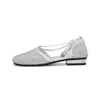 Damen elegante Ballerinas mit modischem Netzdesign und schimmerndem Akzent