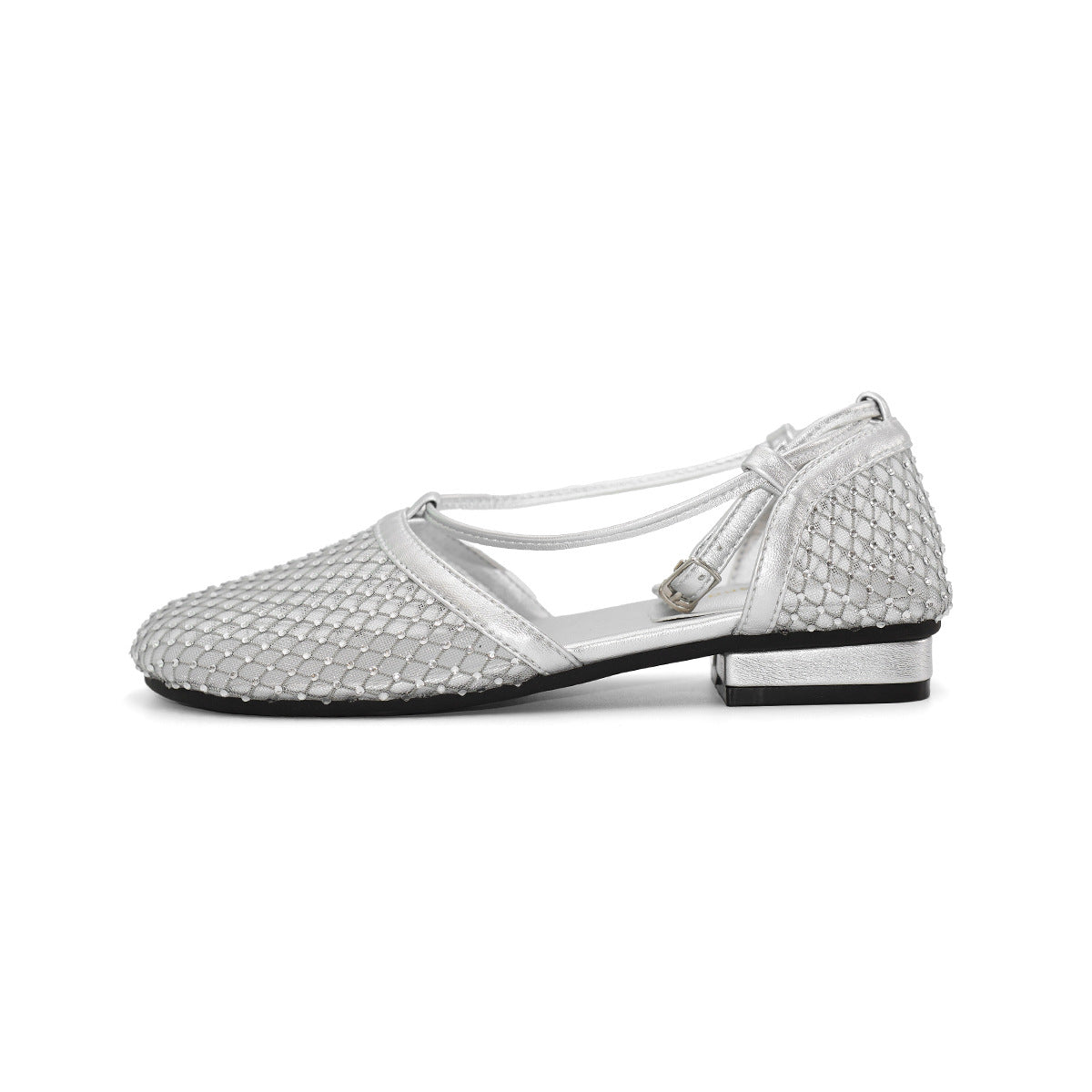 Damen elegante Ballerinas mit modischem Netzdesign und schimmerndem Akzent