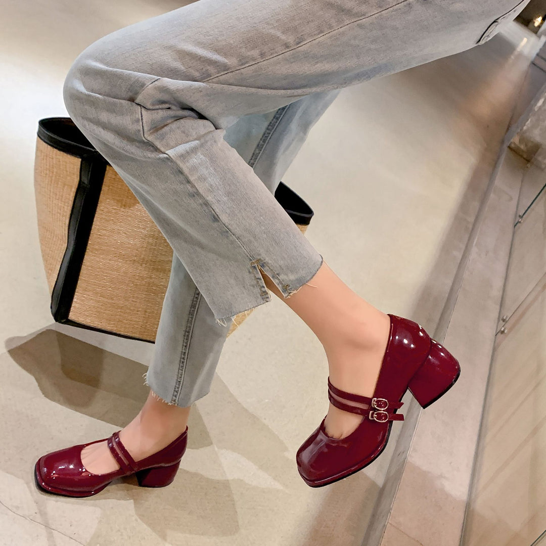 Damen Plateau-Pumps mit dekorativem Doppelriemen R&B