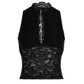 Damen Spitzen-Crop-Top mit elegantem Stehkragen und transparenten Einsätzen R&B