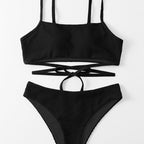 Damen Bikini-Set mit verstellbaren Trägern und modischem Wickeldetail R&B