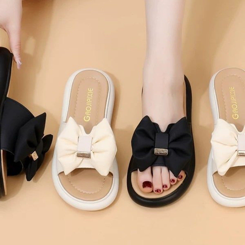 Damen Badesandalen mit dekorativem Schleifendesign und bequemer Sohle R&B