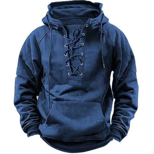 Herren Kapuzensweatshirt mit modischer Schnürung und weichem Innenfutter R&B