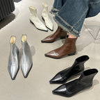 Damen elegante Stiefeletten mit spitzem Zehenbereich und Blockabsatz R&B