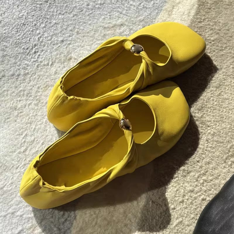 Damen Ballerinas mit dekorativem Kettenakzent und modischer Knopfdetail R&B