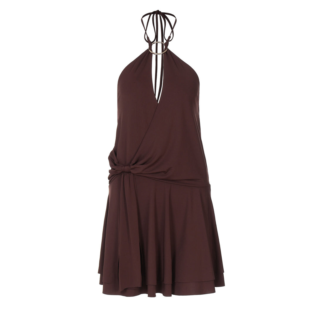 Damen Halterkleid mit elegantem Wickeldesign und raffinierten Trägern R&B