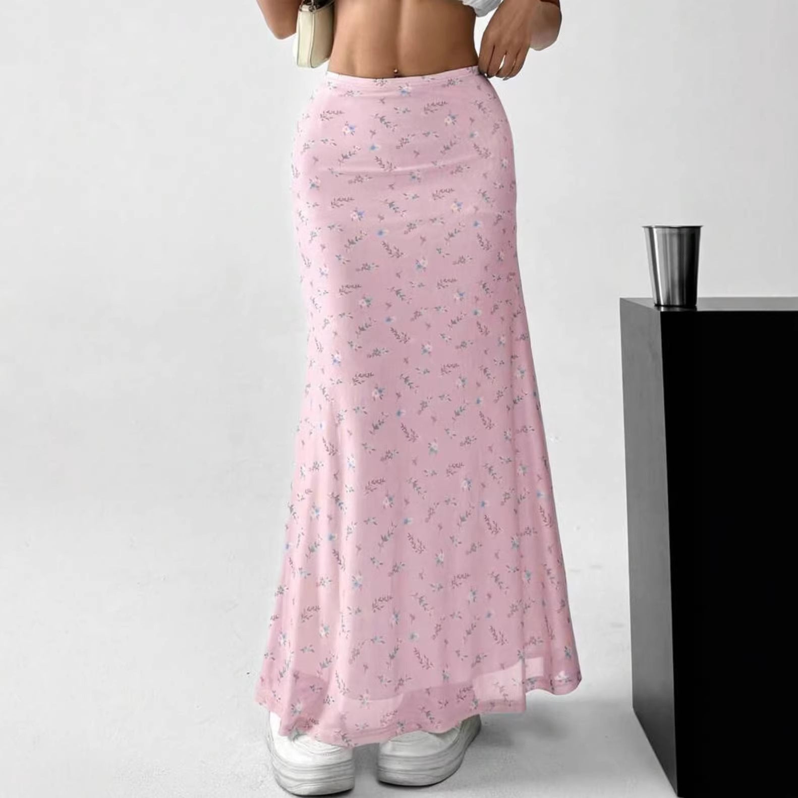Damen Langrock mit floralen Motiven und fließendem Schnitt R&B