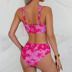Damen Bikini-Set mit floralem Hochbund und breiten Trägern R&B
