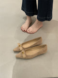Damen stilvolle Ballerinas mit einzigartigem Schleifenakzent und hochwertiger Wildlederoberfläche R&B