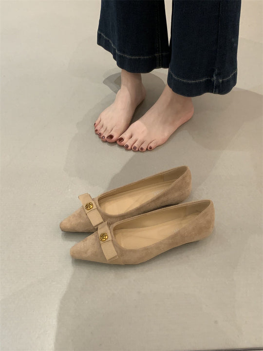 Damen Ballerinas mit elegantem Schleifen-Detail und hochwertigem Veloursleder R&B