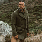 Herren eleganter Mantel mit doppelter Knopfleiste und hohem Kragen