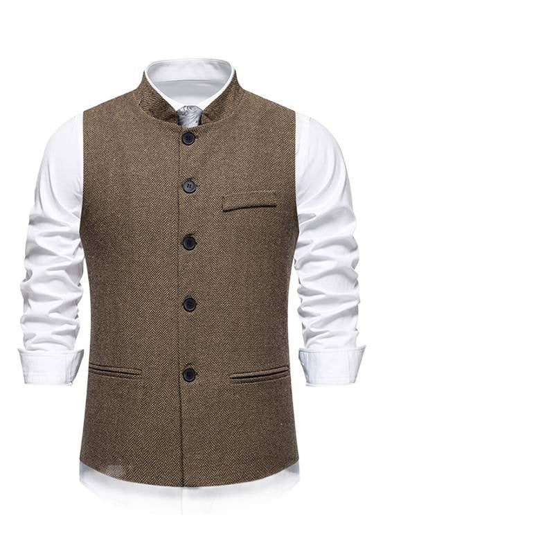 Herren elegante Weste im Herringbone-Design mit funktionalen Taschen R&B