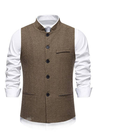 Herren elegante Weste im Herringbone-Design mit funktionalen Taschen R&B