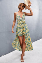 Damen Maxikleid mit floralem Spitzenmuster und kurzem Unterteil R&B