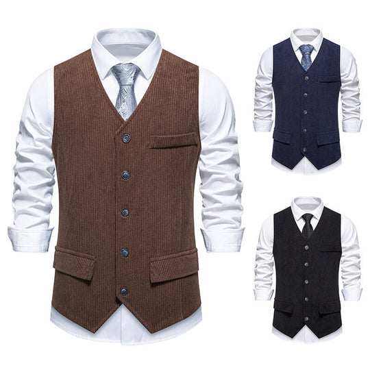 Herren eleganter Anzugweste mit strukturiertem Design und praktischen Taschen R&B
