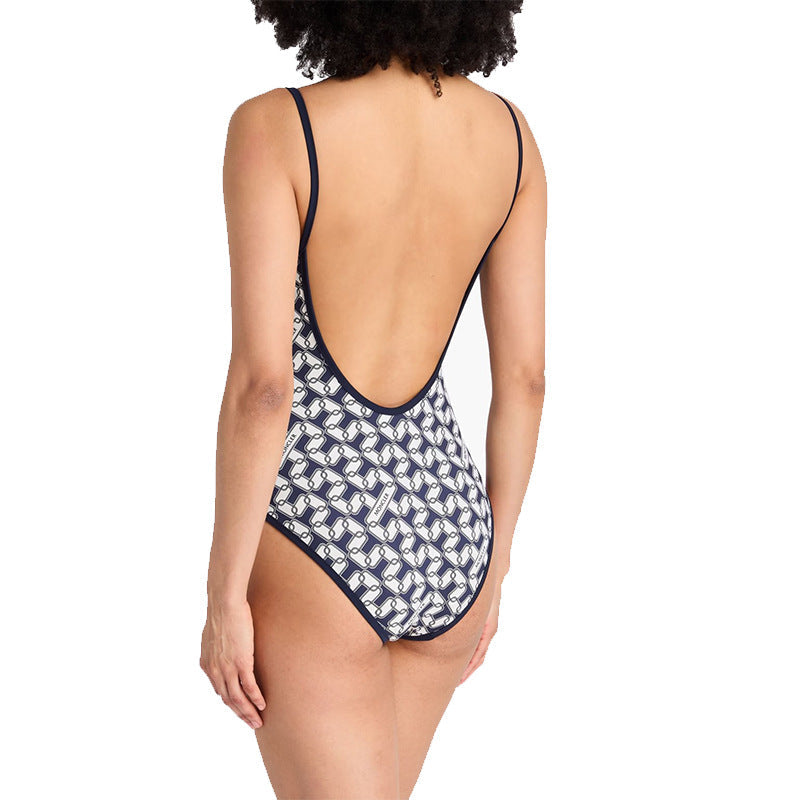Damen Einteiliger Badeanzug mit modernem geometrischen Design R&B