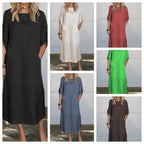 Damen Freizeit Maxi Kleid mit Taschen R&B