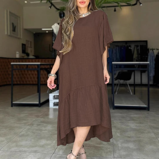 Damen lässiges Leinenkleid mit voluminösen Ärmeln R&B