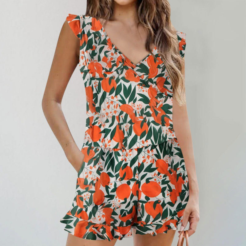 Damen Jumpsuit mit anmutigen Rüschenärmeln und figurschmeichelnder Silhouette R&B