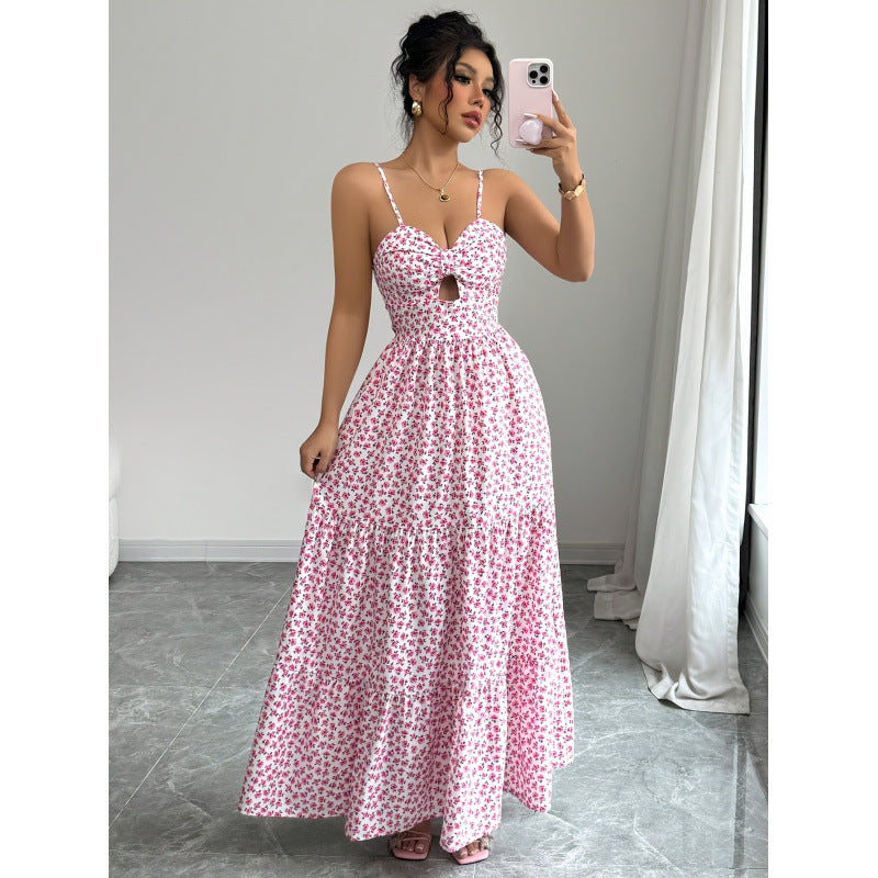 Damen Maxikleid mit Blumenmuster und Herzausschnitt R&B