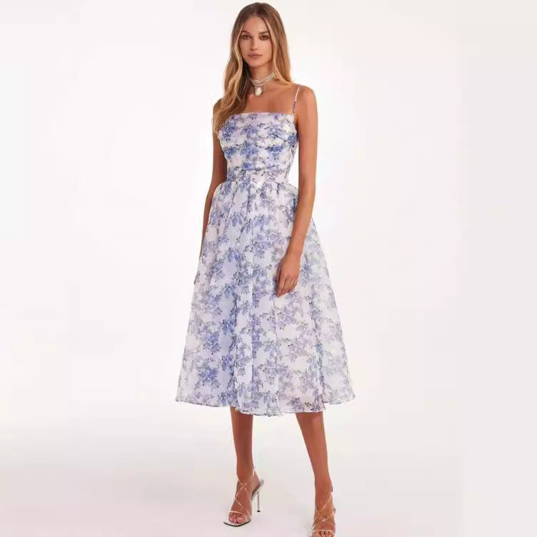 Damen Midi-Kleid mit elegantem Chiffon und floralen Applikationen R&B