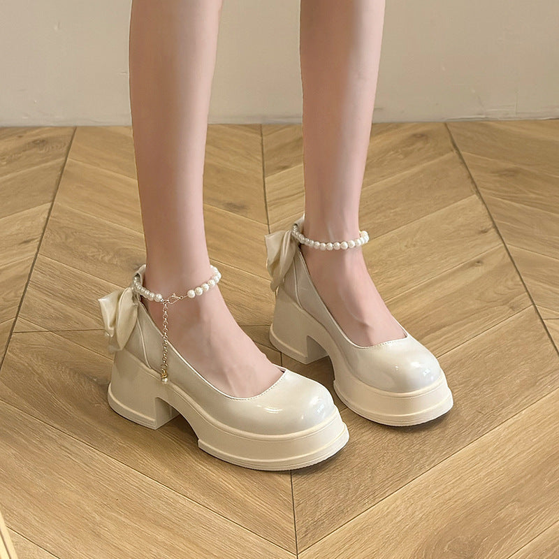 Damen Plateau-Mary Jane Schuhe mit elegantem Schleifen-Detail R&B