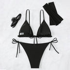 Damen Sexy Triangel-Bikini mit transparenten Ärmeln