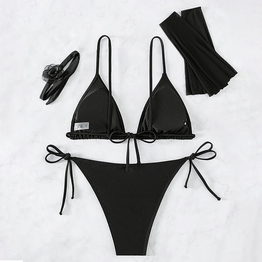 Damen Bikini-Set mit transparentem Overlay und raffinierten Details R&B