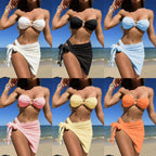 Damen Bandeau-Bikini mit gerafftem Design und seitlichem Knotendetail R&B