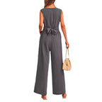 Damen eleganter Jumpsuit mit tailliertem Schnitt und weitem Bein R&B
