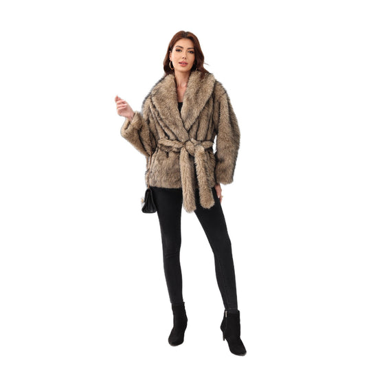Damen Kuschelige und elegante Kunstfelljacke R&B
